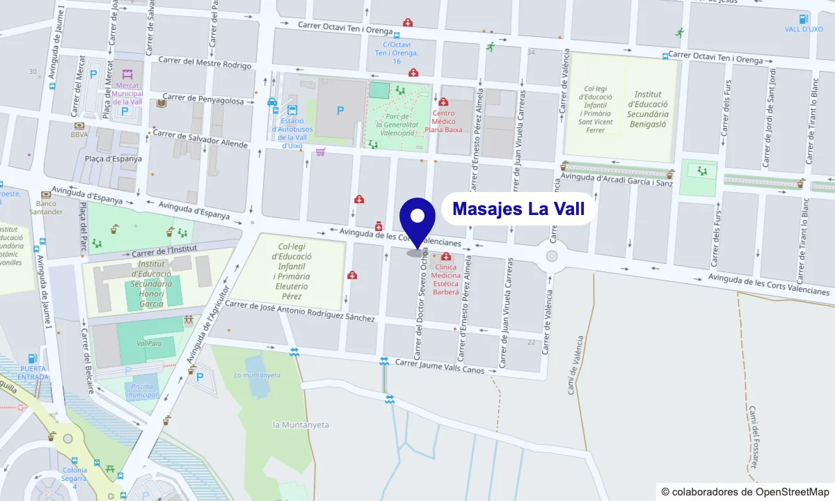 Mapa de la ubicación de Masajes La Vall en la Calle Dr. Severo Ochoa, 33, La Vall d'Uixó